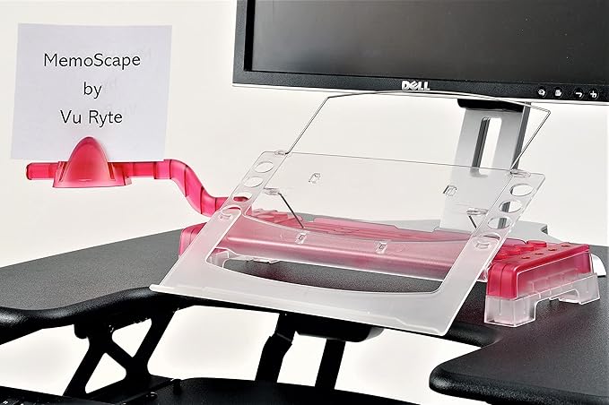 MemoScape Adjustable in-Line Document Holder for Typing | Reduces Neck Strain, Improves Focus, Boosts Desk Organization, and Workflow | Paper Holder Stand for Desk and Home Office - Pink (VUR 4000)
