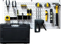 Wall Control Modular Pegboard Tool Organizer System - Wall-Mounted Metal Peg Board Tool Storage Unit for Wall Storage Tiling (White Pegboard)