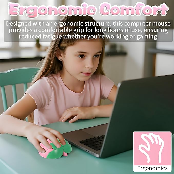 Cute Strawberry Wireless Mouse - 2.4G & Bluetooth Dual-Mode, Ergonomic Design for Laptop/PC - Perfect for Students & Gamers, Comfortable Grip & Plug-and-Play (Pink)