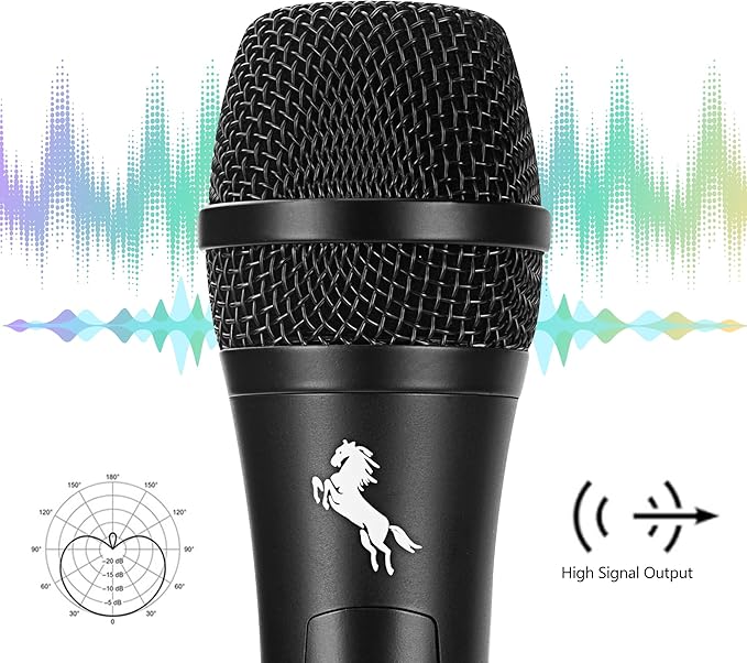 Marengo Dynamic Vocal Microphone for Karaoke Speaker,Wired Handheld Mic with On and Off Switch and 13ft Detachable Cable