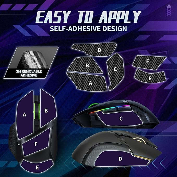TALONGAMES Mouse Anti Slip Grip Tape Compatible with Razer Basilisk Ultimate/Basilisk V2 / Basilisk X Gaming Mouse, Palm Sweat Absorption, Thin 0.5mm, Cut to Fit, Easy to Apply, Mouse Skin