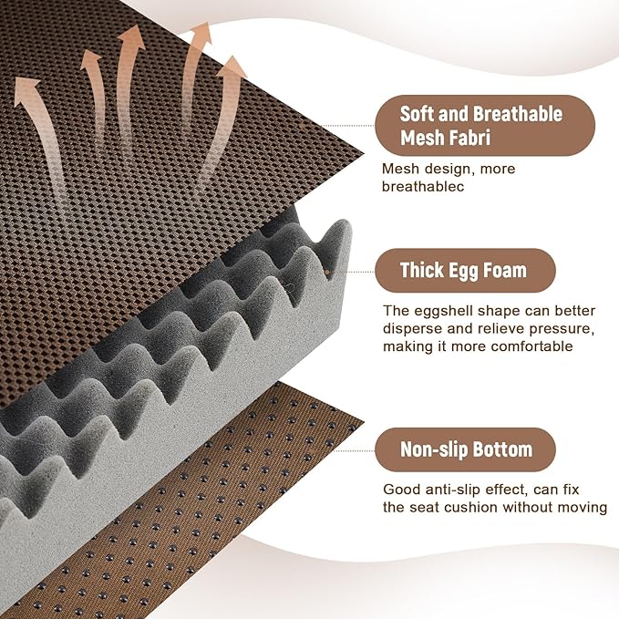 Geiserailie 20 Inch Egg Foam Pad Recliner Seat Cushion Set Recliner Cushions with Cover for Elderly with Back Support to Reduce Muscle Fatigue Relieve Back Egg Foam Cushions Office Wheel Chair