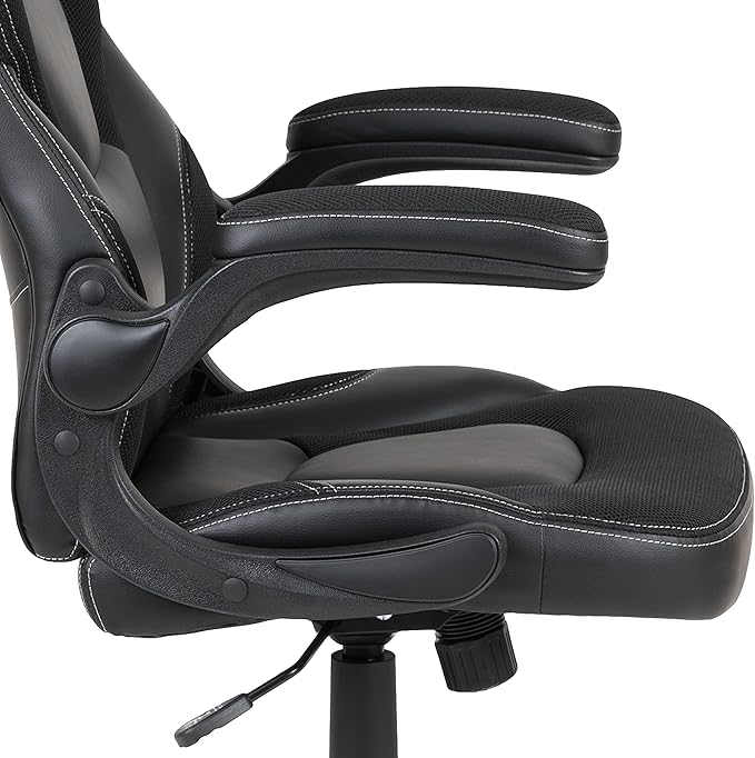 EMMA + OLIVER BlackArc Black Gaming Desk & Chair Set with Headphone Hook, and Monitor Stand