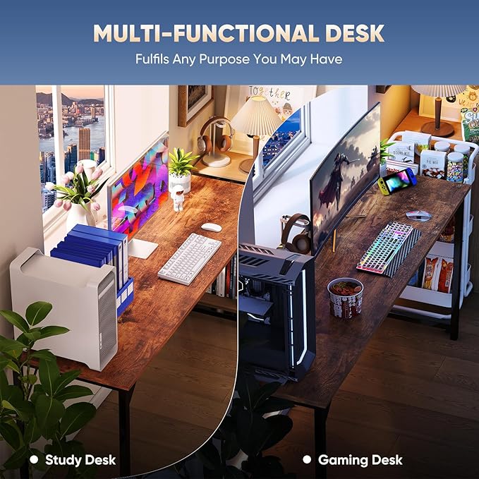 DUMOS 32 in Small Computer Desk for Home Office, Modern Study Work Table Simple Style for Bedroom, Writing Desks with X-Shaped Reinforcement, Rust