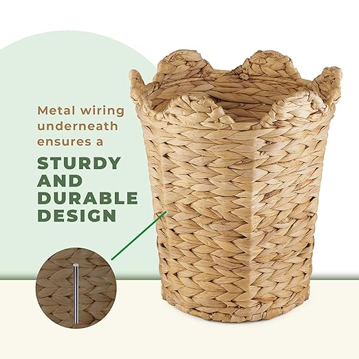84ECO 2-Pack Scalloped Waste Basket for Bathroom, Bedroom, Office - Scalloped Decor
