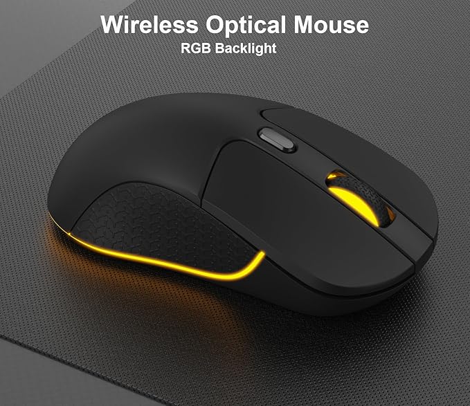 Keychron M3 Wireless Gaming Optical Mouse, Tri-Mode 2.4 GHz/Bluetooth 5.1/Wired, PixArt PAW 3395 sensor, 26000 DPI, LED RGB Backlit,79g Lightweight Programmable Macro Button for Windows PC/Mac - Black