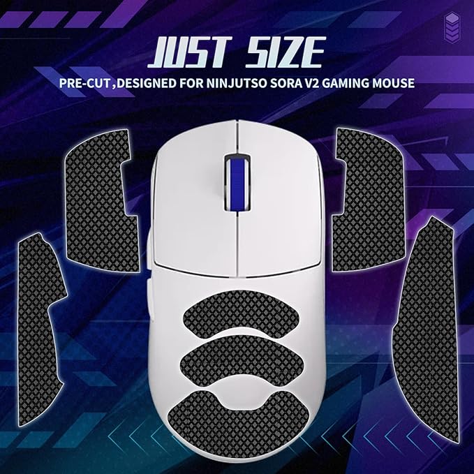 TALONGAMES Mouse Anti Slip Grip Tape Compatible with Ninjutso Sora V2 Gaming Mouse,Palm Sweat Absorption,Thin 0.5mm,Cut to Fit,Easy to Apply,Mouse Skin