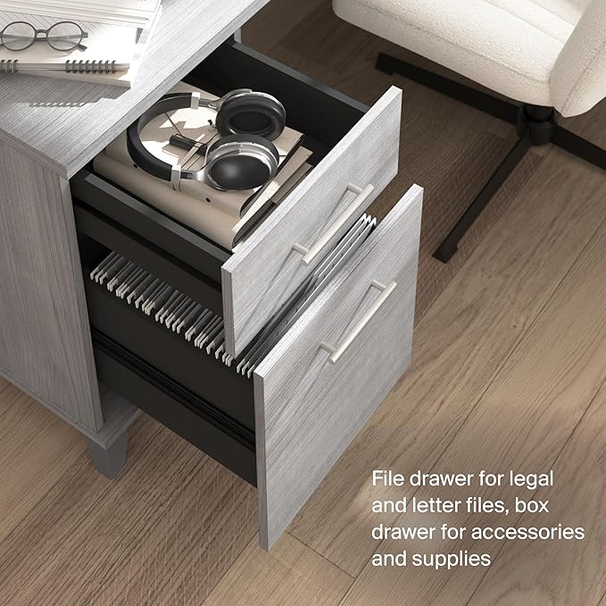 Bush Home Somerset 72W 3 Position Sit to Stand L Shaped Desk with Hutch in Platinum Gray | Adjustable Height Table for Office