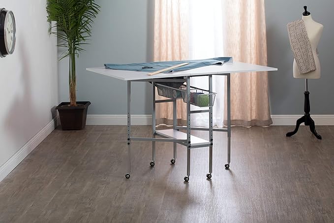 Sew Ready Hobby and Cutting Table, Arts and Crafts Table with 2 Mesh Storage Drawers