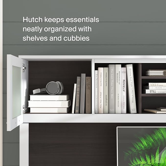 Bush Home 72-Inch L-Shaped Desk with Hutch, Corner Computer Office Desk with File and Box Drawers, Shelves and Storage Cabinet, Home Office Workstation, Somerset Collection, Storm Gray and White