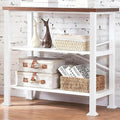 HOMBAZAAR 3 Tier Bookshelf,White Brown Industrial Book Shelf,Engineered Wood and Metal Small Bookcases,Low Shelf Bookcase for Living Room,Office,Bedroom and Kitchen