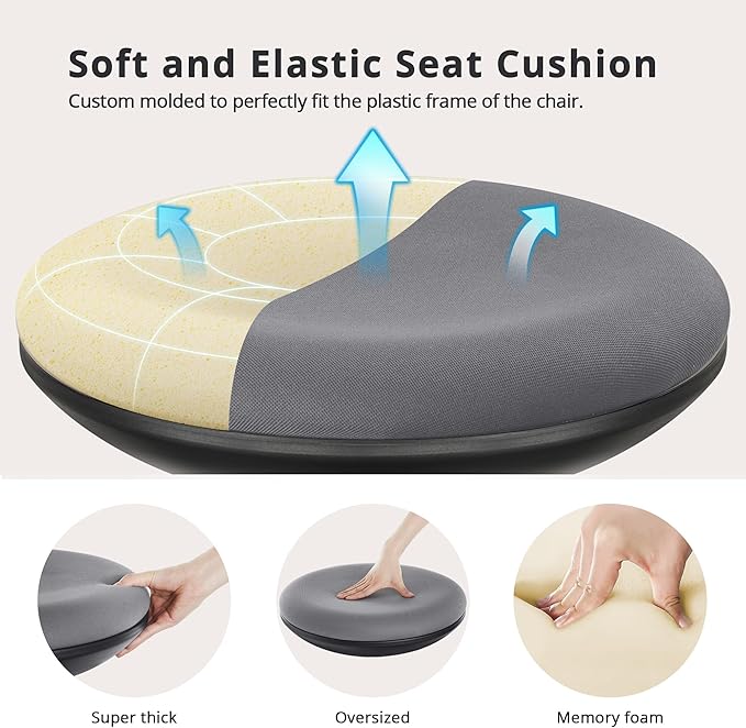 IWMH Standing Desk Stool, Ergonomic Adjustable High Office Chair, Round 360° Swivel Sit Wobble Stool Without Backrest for Bedroom, Kitchen, Living Room (Grey)