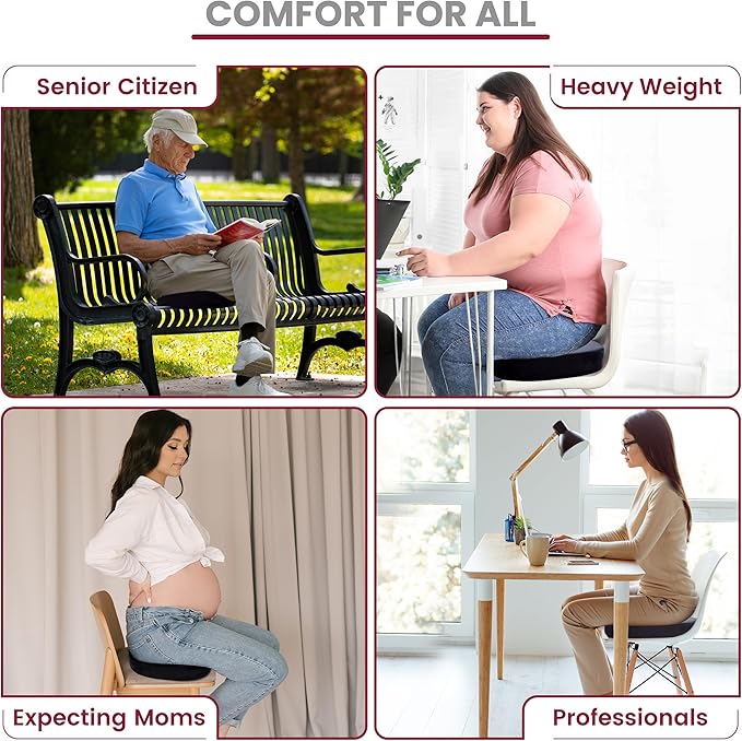 LDC Premium Gel Memory Foam Seat Cushion for Car Driving – Relieves Back & Sciatica Pain – Pressure Relief for Long Sitting Office Chair, Wheelchair, Gaming Chair