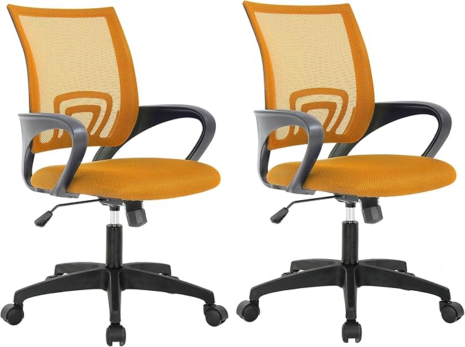 PayLessHere Home Office Chair Desk Computer Chair Adjustable Ergonomic Chair Lumbar Support Armrest Executive with High Density Mesh 360 Degree Swivel Chair for Adults Chair (Pack of 2, Orange)