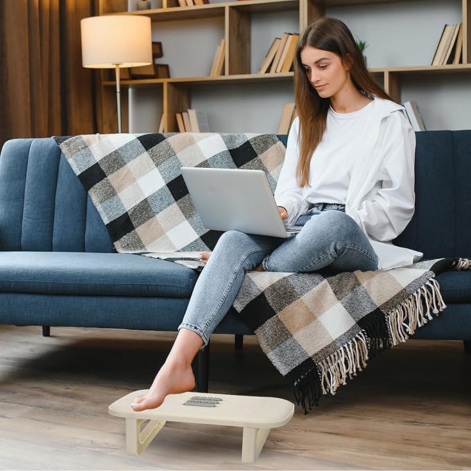 PATIKIL Foot Rest Non-Swingable Stools Leg Rest Footrest for Under Desk at Work Under Office Desk Chair Computer Gaming Promote Leg Circulation, White/Gray