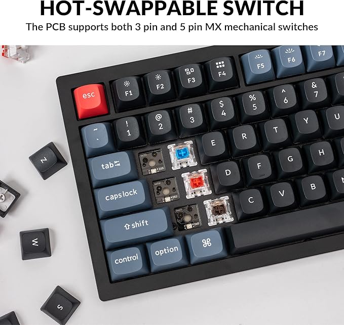 Keychron V3 Wired Custom Mechanical Keyboard Knob Version, TKL QMK/VIA Programmable with Hot-swappable Keychron K Pro Brown Switch Compatible with Mac Windows Linux Carbon Black (Non-Transparent)