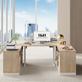 ModernMate Home Office Furniture Set, 86" U Shaped Executive Standing Desk with File Cabinets, Electric Height Adjustable Office Furniture Desk Sets with Drawer, AC/USB, Light Walnut