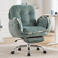 Criss Cross Office Chair with Foot Rest Flip Armrests for Pets and Comfortable Cross Legged Office Chairs for Women Reclining Office Chair Desk Chair Comfy Vanity Chair with Back and Wheels Green