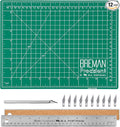 WA Portman 9x12 Inch Self Healing Cutting Mats for Crafts – Fabric Cutting Mat with Precision Craft Knife, 10#11 Hobby Knife Blades & Metal Ruler 12 Inch Cork Backed Ruler – All-in-One Craft Kit