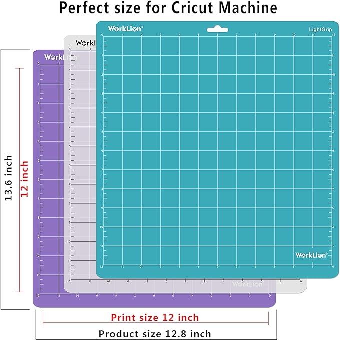 Cutting mat 12x12 Compatible With Silhouette Cameo 4/5/3/2/1(6 mats-4 Standard Adhesive,1Light Adhesive, 1Strong Adhesive) Adhesive Cutting Mat for Crafts, Quilting, Sewing, Scrapbooking and All Arts
