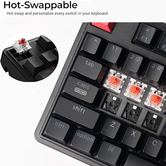 Keychron C3 Pro QMK/VIA Custom Mechanical Keyboard, 8000 Polling Rate Hot Swappable Programmable 87 Keys Compact TKL Layout Gasket Mount, RGB Backlight Wired Gaming Keyboard with Super Banana Switches