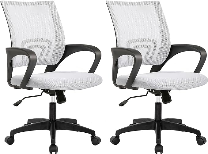 PayLessHere Home Office Desk Chair Ergonomic Computer Chair Adjustable Lumbar Support Armrest Executive with High Density Mesh 360 Degree for Men Women Adults,White