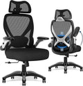 GABRYLLY Ergonomic Office Chair, Big and Tall Mesh Chair with Adjustable Lumbar Support, 5D Arms & Wide Seat, 135° Recline Home Desk Computer Chairs for Work Gaming, Heavy Duty,400LBS - Black