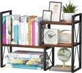 Desktop Shelf Organizer, Small Bookshelf for Office, Wood Shelves, Office Organization and Storage (Brown)