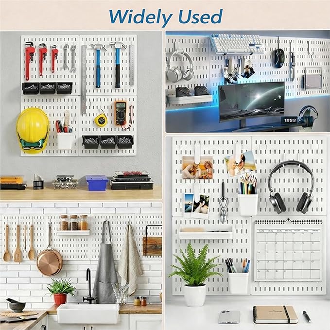 Peg Board, 24"x36" Pegboard Wall Organizer, Includes 6PCS White Peg Boards and Accessories, Plastic Peg Board Panels for Craft Room, Office, Kitchen, Gaming Room