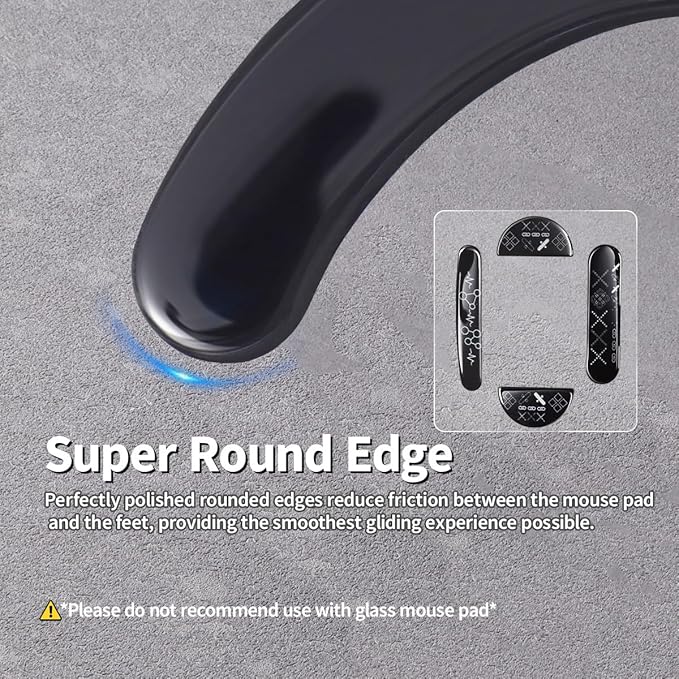 Durable Slimmer Toughened Glass Mouse Skates for Logitech MX Master 3/3s Wireless Gaming Mouse Ultra Smooth Glass Surface Mouse feet (Chain Pattern)