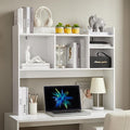 Nromant Desktop Bookshelf, Wooden Desk Storage Hutch with 6 Shelves for Computer Desk, 3-Tier Desktop Display Organizer Rack for Office Home (White)