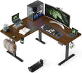 WALKINGDESK 55X45 Inches Reversible L Shaped Standing Desk Height Adjustable with Cup Holder, Electric Corner Computer Desk, Sit Stand up Home Office Desk, Ergonomic Gaming Desk, Black Walnut