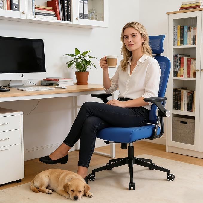 Ergonomic Office Chair - 350LB Comfy Desk Chairs with Adjustable Headrest and Lumbar Back Support, Mesh Computer Chairs with Wheels and Arms for Home Office, Study