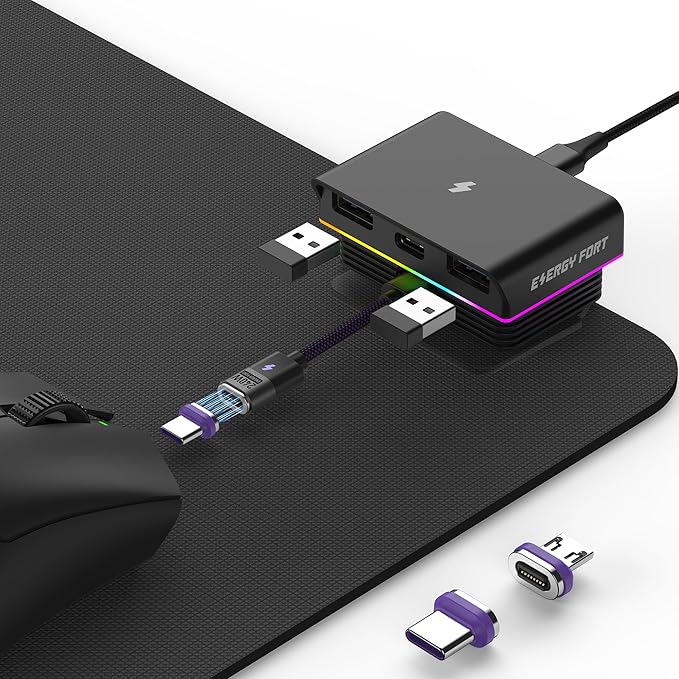 for G Pro X Superlight 2 Gaming Mouse Fast Charging Dock for Razer Viper V3 Pro (2024), PRO X Superlight 2 Lightspeed and Universal USB C Mouse Magnetic Desktop Charger RGB Gaming Room/Man Cave