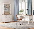 WAMPAT Home Office Furniture Set, 56" Executive Desk with Charging Station, 72" Tall Bookcase with 3 Drawers, Wood Computer Desk with File Cabinet Storage, Open Shelf, White