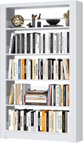 69” Tall Metal Bookshelf,5-Tier Bookcase with Adjustable Storage Shelves,Floor Standing Unit,Heavy Duty Bookcase for Home Office, Living Room, Bed Room,White Display Shelves,H69*W36*D11.8 Inch