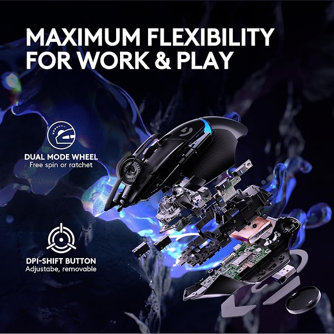 Logitech G502 X Plus Lightspeed Wireless Gaming Mouse, Black | Hero Sensor, 25,600 DPI, 13 Programmable Buttons, LIGHTFORCE Switches, RGB Lighting, PC/Mac | with Signature Series Charging Dock