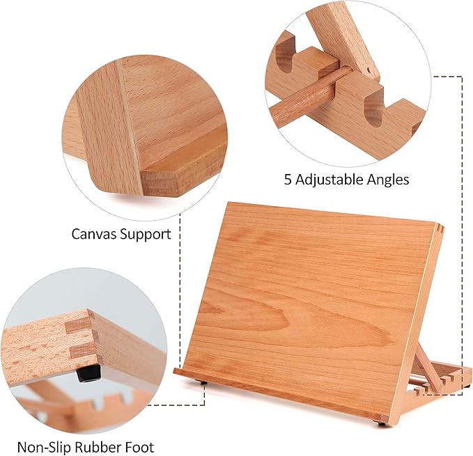 Falling in Art 5-Position Wood Drafting Table Easel Drawing and Sketching Board, 16 1/2 Inches by 12 1/8 Inches