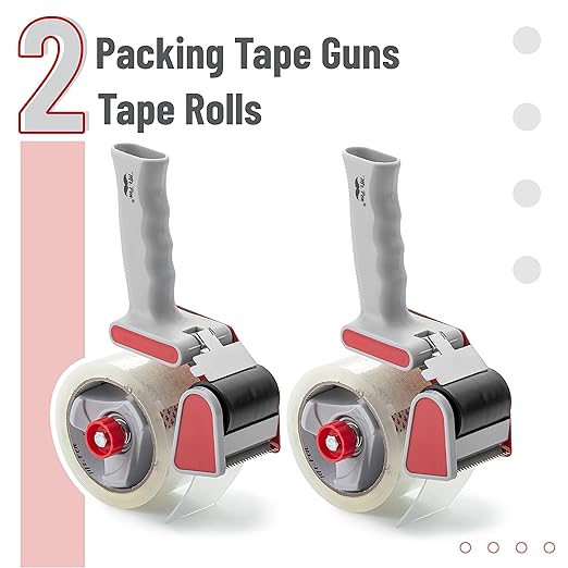 Mr. Pen- Heavy Duty Packing Tape Dispenser Gun, 2 Inch, 2 Pack with 2 Clear Tape Rolls, Handheld Tape Gun for Moving, Shipping, Sealing Boxes & Packaging