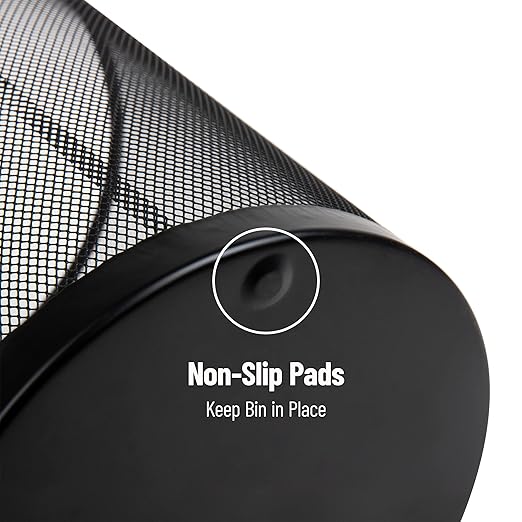 Mind Reader Mesh Trash Can, Set of 3, Waste Paper Basket, Round, Office, Metal Mesh, 11.5" L x 11.5" W x 13.75" H, Black
