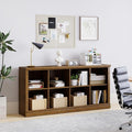 Bevfint 8 Cube Storage Organizer Bookcase - 2 Tiers 8 Storage Cube Adjustable Space Book Case, Display Cabinet Organizer, 54.7 inch Width Horizontal Bookshelf for Home Library Office, Vintage Oak