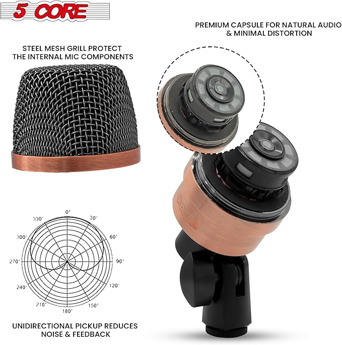 5 CORE Tabla Mics Professional Dual Microphone Set Best Condenser Mics for Instrument Bayan & Dayan Recording for Live On Stage Studio Temple Classroom- Tabla MIC 2XP COPPEREX