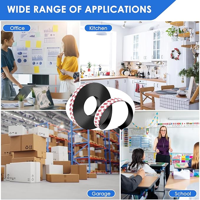 DTLHCNCT Strong Adhesive Magnetic Tape Strip Roll- 0.78" x 32ft, Cuttable Magnetic Sheets for,DIY Art Projects, Whiteboards, Fridge Organization - Ideal for Home, School, Office Use.(0.06" Thick)