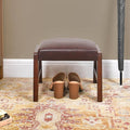 Small Foot Rest Ottoman, 11.8" H PU Leather Rectangle Foot Stool with Non-Skid Wood Legs, Small Foot Step Footstool Sofa Footrest for Couch, Desk, Office, Wine Red