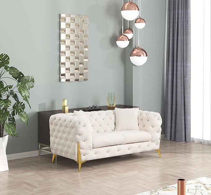 Contempo 2Pc Modern Living Room Set Made with Wood in Cream