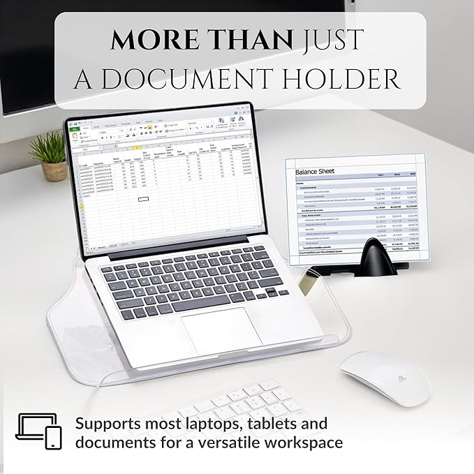 MemoScape PRO Adjustable in-Line Document Copy Holder for Desk - Help Boost Productivity and Reduce Neck Strain - Paper Holder Stand for Desk - Office & Home Organization Accessory - Black