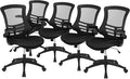 Flash Furniture Kelista Mid-Back Black Mesh Swivel Ergonomic Task Office Chair with Flip-Up Arms - Set of 5