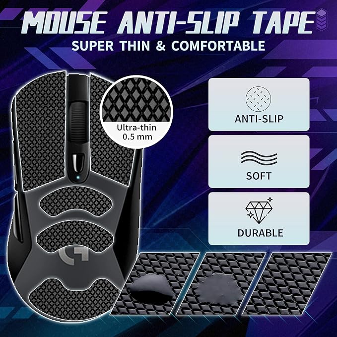 TALONGAMES Mouse Anti Slip Grip Tape Compatible with Logitech G403 / G603 / G703 Gaming Mouse, Palm Sweat Absorption, Thin 0.5mm, Cut to Fit, Easy to Apply, Mouse Skin