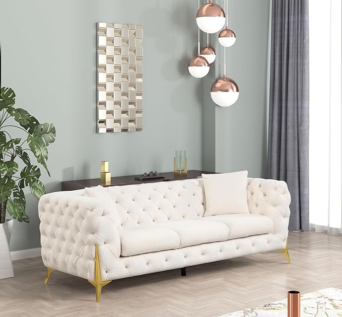 Contempo 2Pc Modern Living Room Set Made with Wood in Cream
