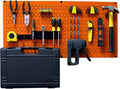 Wall Control Modular Pegboard Tool Organizer System - Wall-Mounted Metal Peg Board Tool Storage Unit for Wall Storage Tiling (Orange Pegboard)